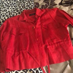 Ellen Tracey Red Linen Jacket
